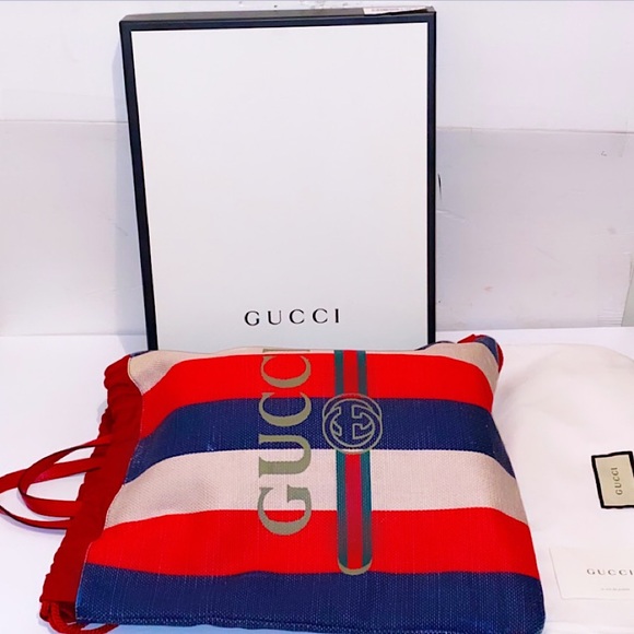 Authentic Gucci Sylvie Web Stripe Logo Drawstring Strap Backpack - Picture 1 of 11